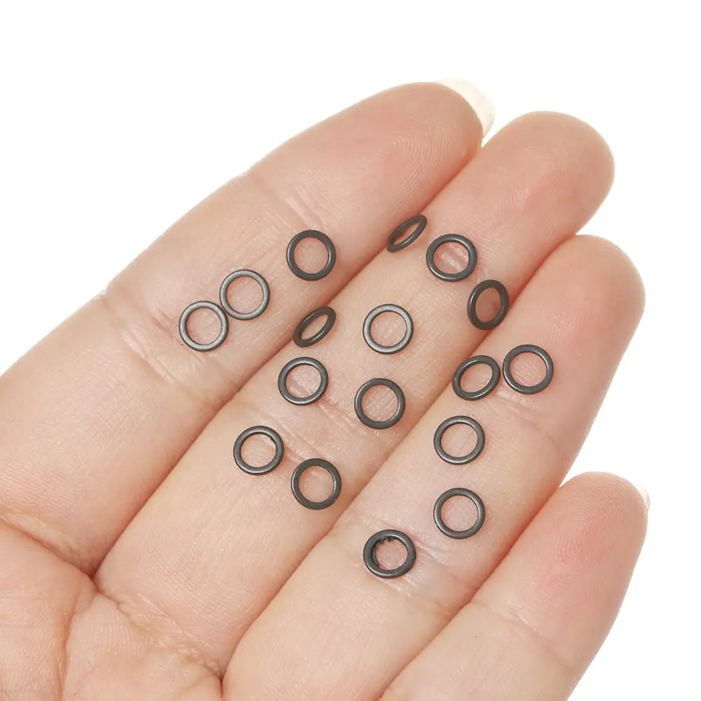 30 PCs 2/3.2/3.7/4.4/5.3mm Durable Flat Round Matt Black O Ring Carp Fishing Rig Terminal End Tackle Tippet Rig Ring