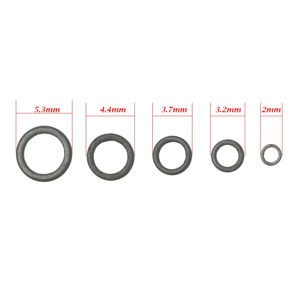 30 PCs 2/3.2/3.7/4.4/5.3mm Durable Flat Round Matt Black O Ring Carp Fishing Rig Terminal End Tackle Tippet Rig Ring