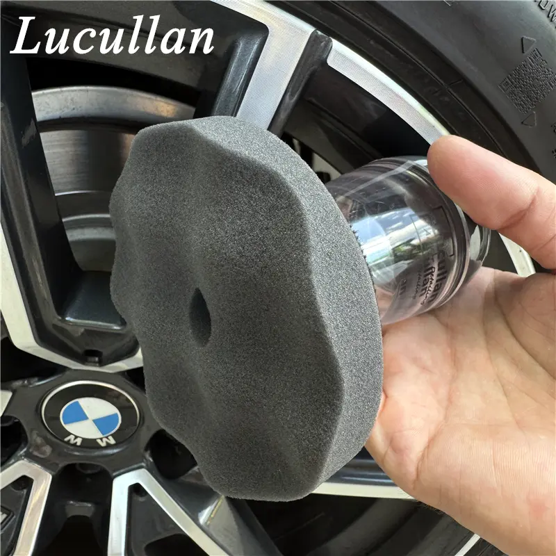 Lucullan All-in-One Tire Shine Applicator Wax Dispense Sponge Kit For Tire Dashboard Plastic Dressing