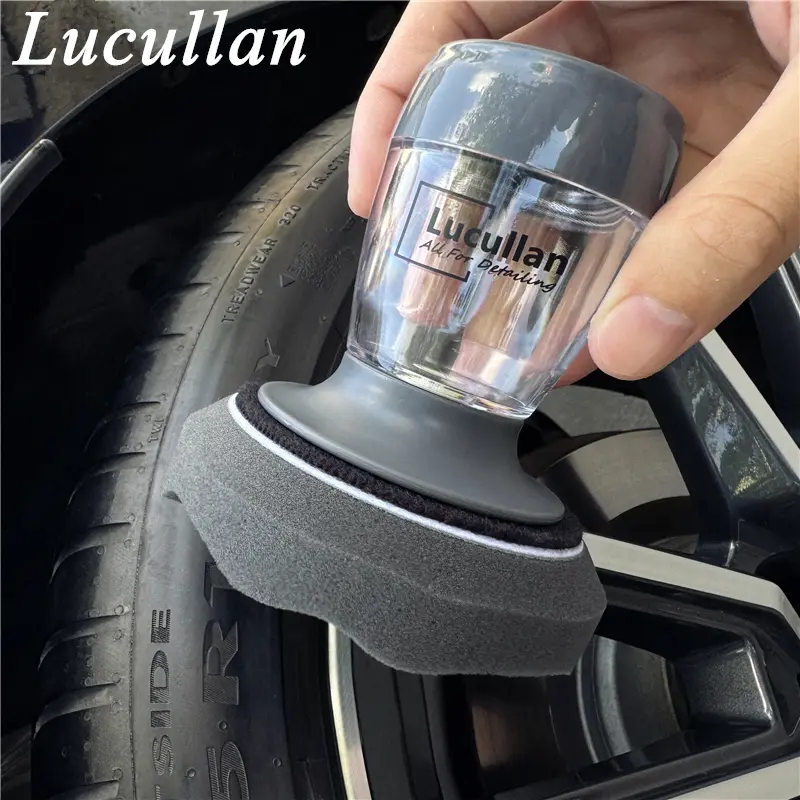 Lucullan All-in-One Tire Shine Applicator Wax Dispense Sponge Kit For Tire Dashboard Plastic Dressing