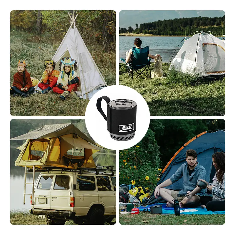 BRS 61 Camping Integrated Heat Collecting Pot Burner Ultralight Portable Hiking Furnace Outdoor Cooking Backpacking Stove System