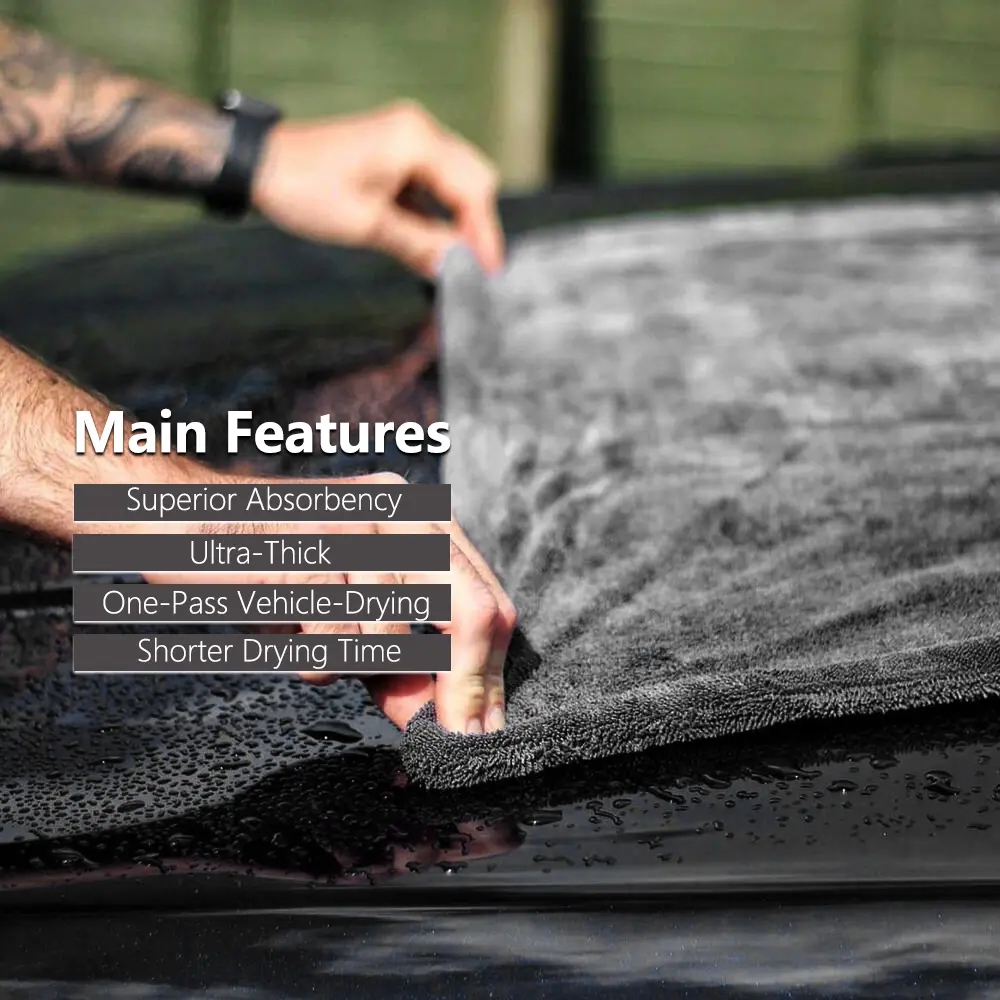 Detailing King 1200GSM Microfiber Twist Drying Towel Professional Super Soft Car Cleaning Drying Cloth Towels For Auto Detailing
