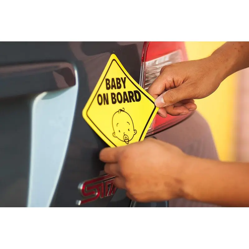 2 Pack Baby on Board Sticker for Cars (Magnetic) - Baby on Board Magnet Car on Board Sign - Reflective Safety