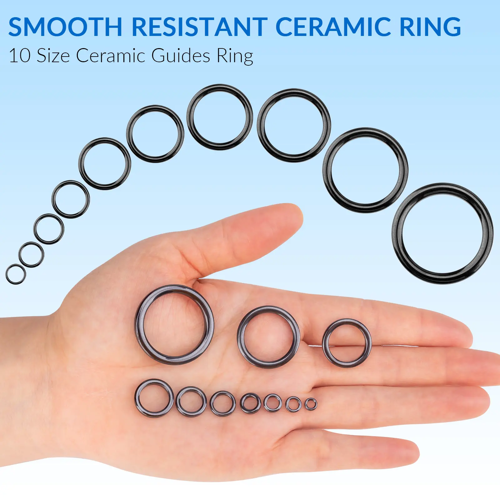 THKFISH 40pcs Fishing Rod Guides Ring 4mm-30mm Round O Ceramic Rings For Rods Guides Replacement Accessories Fishing Tackle