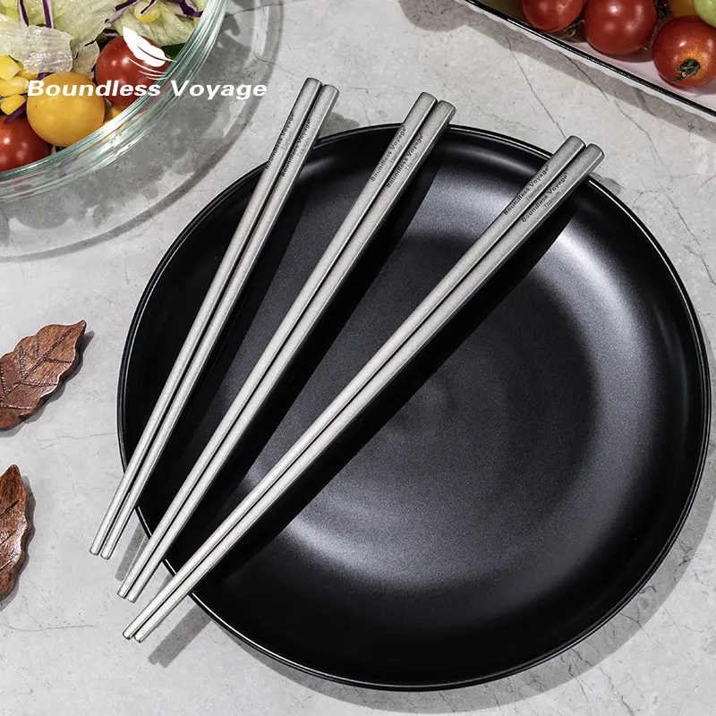 Boundless Voyage Titanium Chopsticks with Carry bag for Convenient Storage & Packing - Utensils for Camping, Hiking & Home