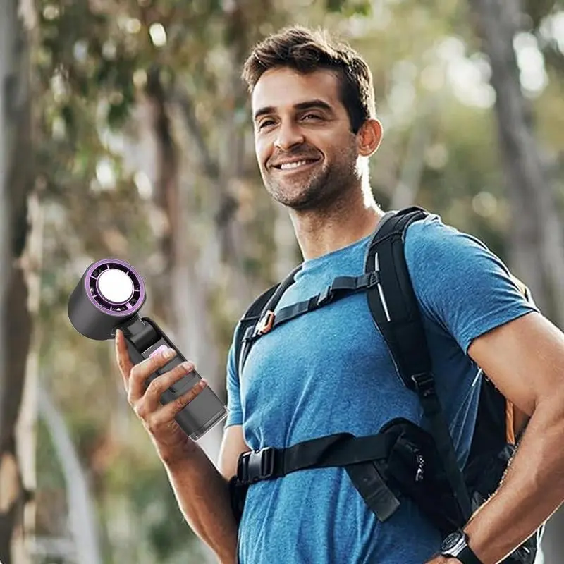 Portable Handheld High-Speed Cooling Turbo Fan 100 Wind Speeds Adjustable Mini Personal Fan Battery Operated Folding Fan
