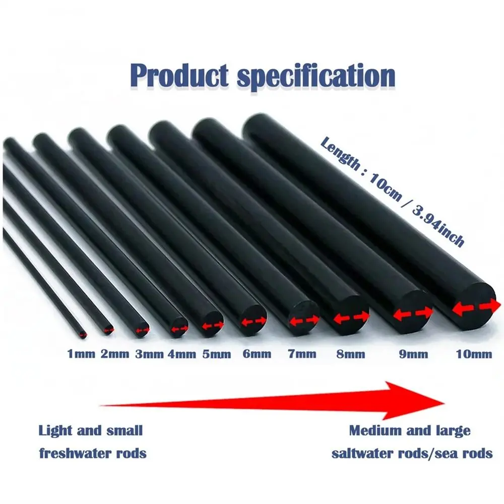 High Strength Carbon Fiber Sticks Wrapping Thread Light Weight Fishing Rod Repair Kit 1mm~10mm Reinforcement Rod