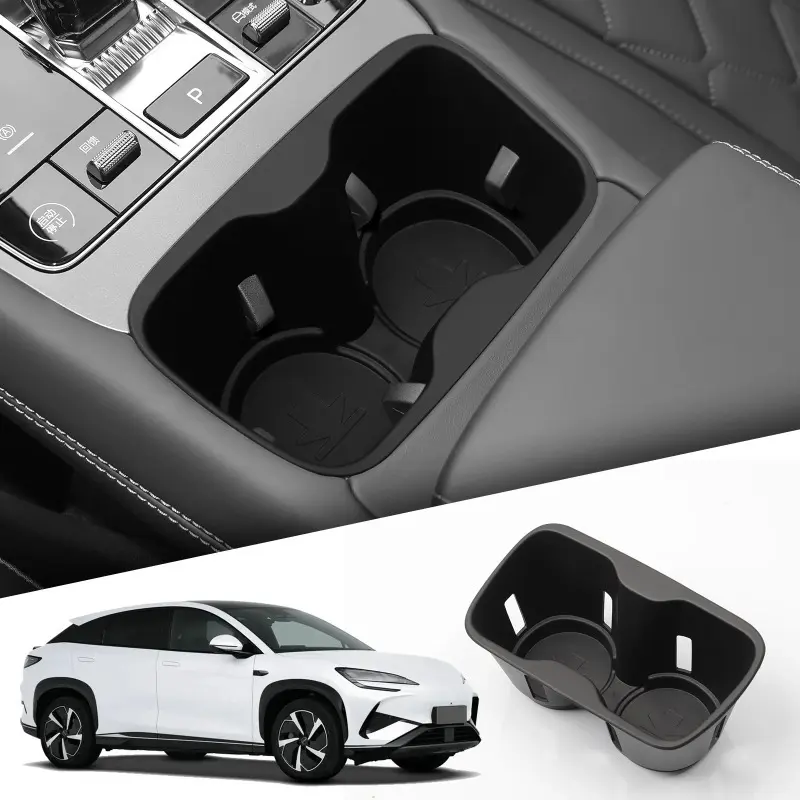 For BYD Sealion 7 2024-2025 Center Console Organizer - Anti-Slip Storage Box with Cup Holders, Black Interior Car Accessories