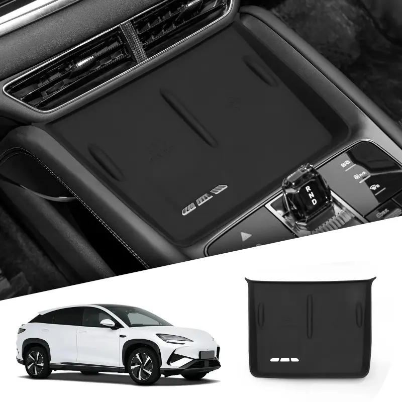 For BYD Sealion 7 2024-2025 Center Console Organizer - Anti-Slip Storage Box with Cup Holders, Black Interior Car Accessories