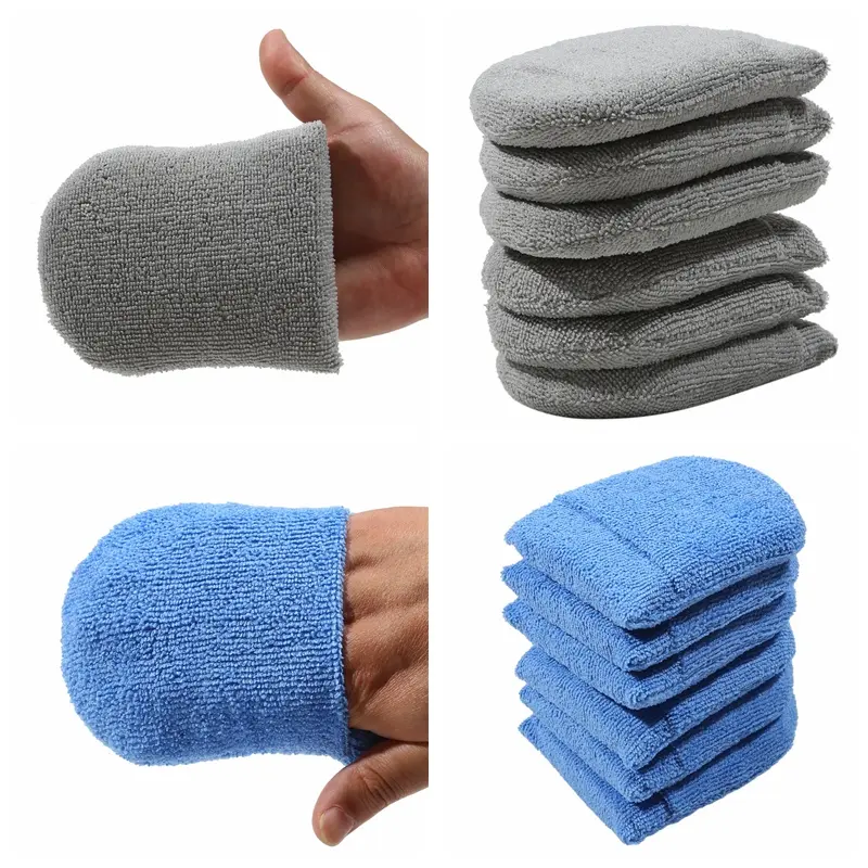 2/4/6Pcs Soft Microfiber Car Wax Applicator Mitts Polishing Sponge Wax Foam Car Wax Applicator Pad Car Detailing Cleaning Tools