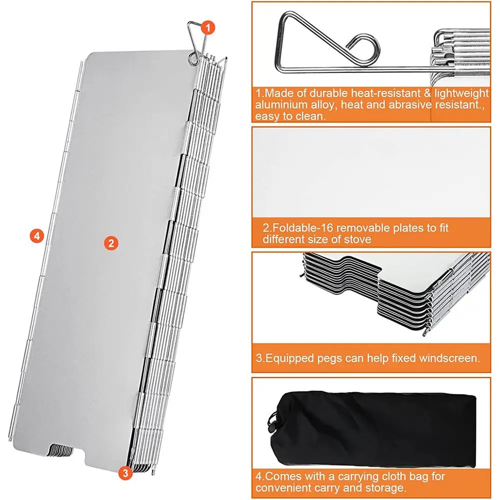 8/9/10/12/14/16 Plates Folding Camping Stove Windshield Gas Stove Wind Shield Lightweight Outdoor Picnic Cooker Wind Screen