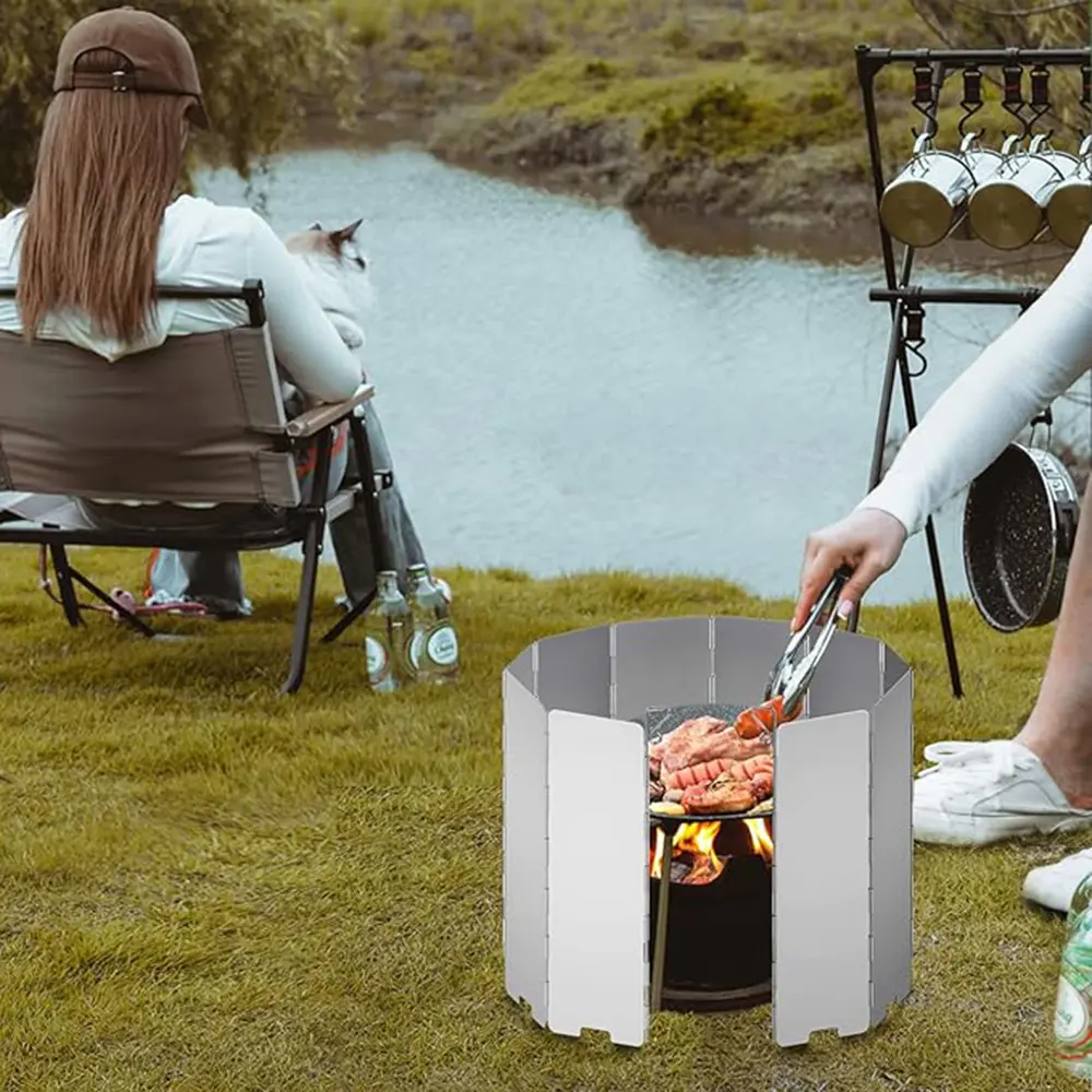8/9/10/12/14/16 Plates Folding Camping Stove Windshield Gas Stove Wind Shield Lightweight Outdoor Picnic Cooker Wind Screen