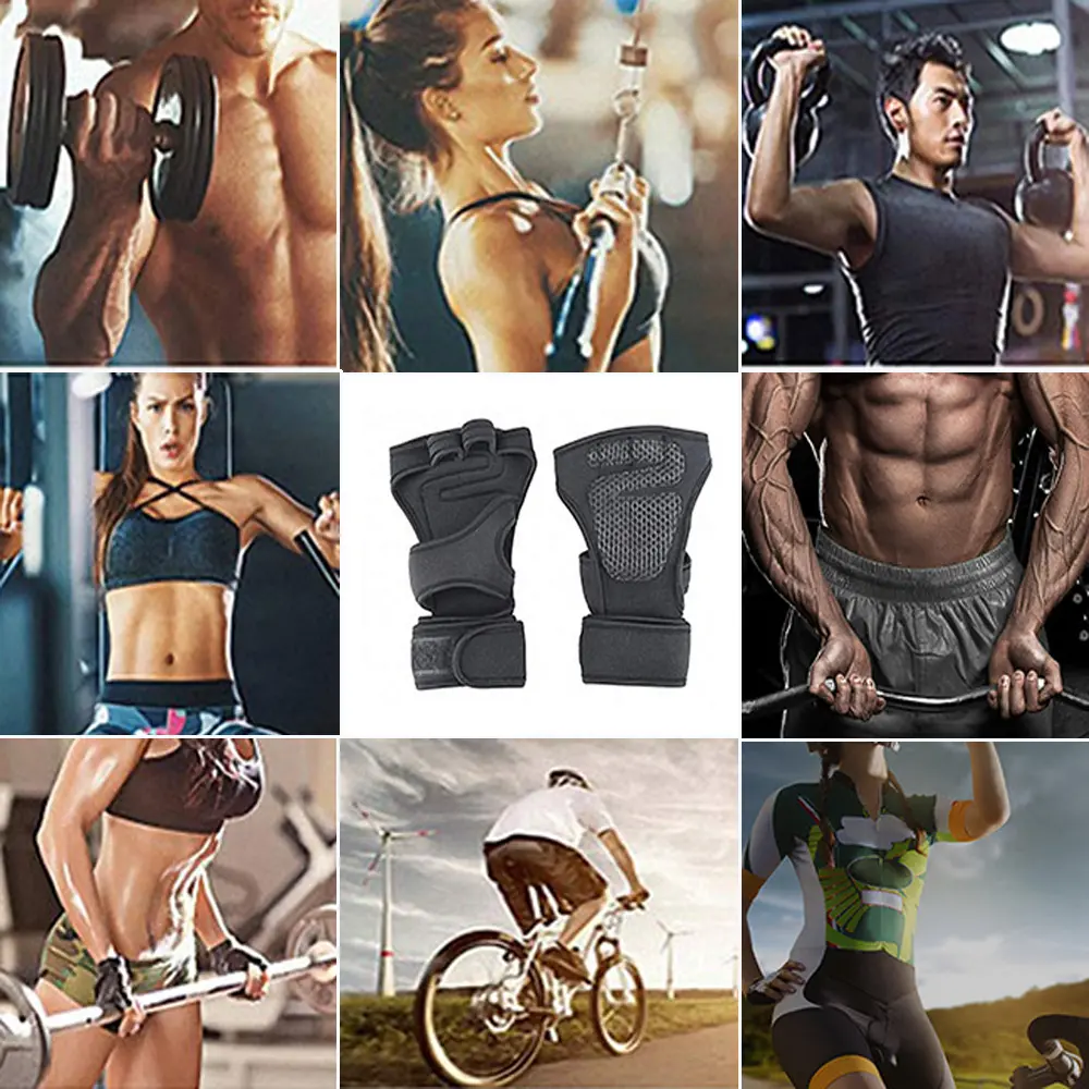 Weight Lifting Dumbbell Gloves Gym Fitness Training Lifting Gloves Bodybuilding Gymnastic Hand Wrist Strap Support for Men Women