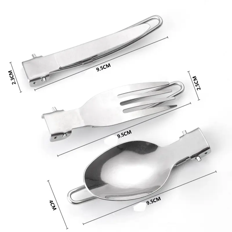 3 pcs 1 set Portable Outdoor Camping Travel Picnic Foldable Stainless Steel Spoon Fork Knife Tableware Cutlery Set