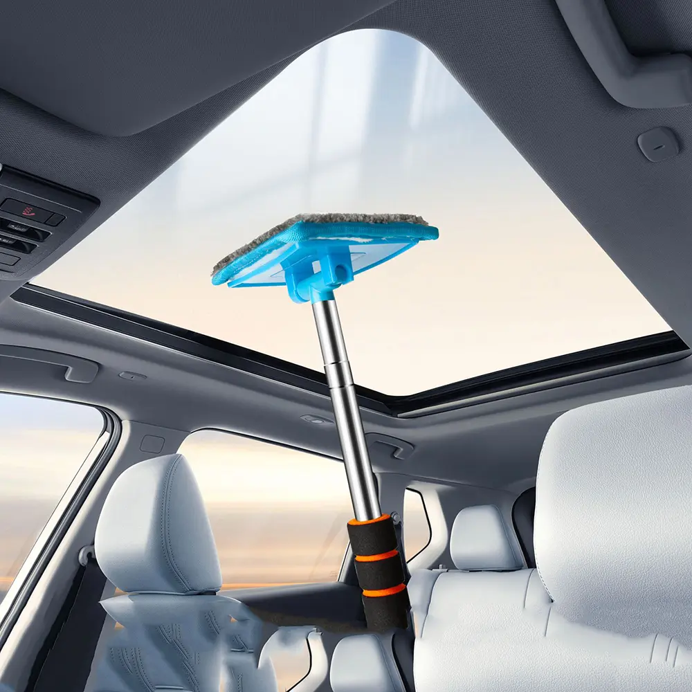 Car Cleaning Artifact Glass Car Wash Brush Front Windshield Cleaning Defogging Brush Dust Mirror Glass Wipe Black 1 pc Black