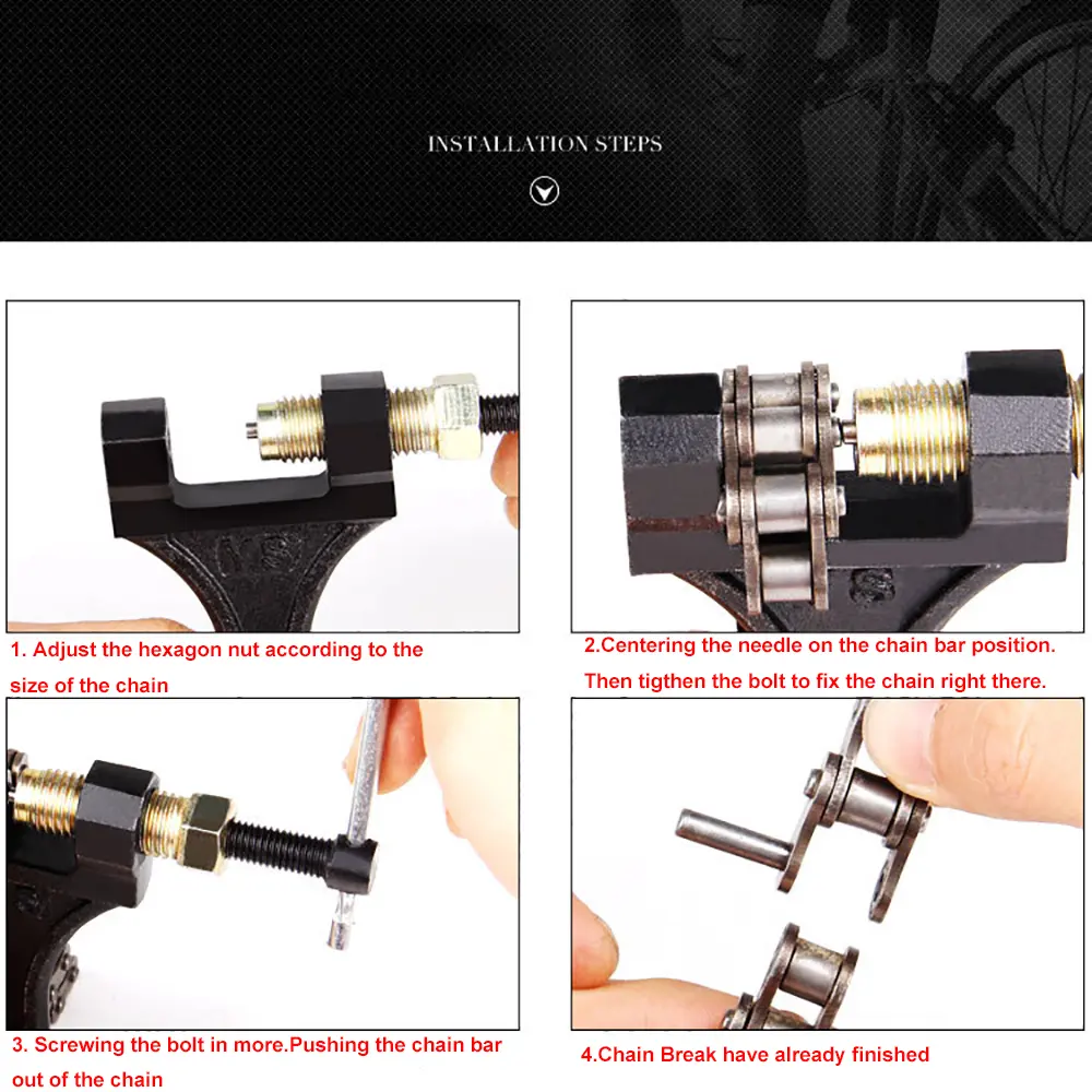 Universal Carbon Steel Spanner Link Splitter Pin Remover 420-530 Chain Breaker Cutter Repair Tools For Motorcycle Bike ATV Black