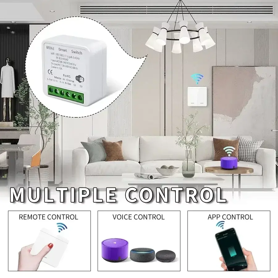 Tuya WiFi Switch Smart DIY Module Wireless RF433MHz 1/2/3Gang Wall Panel Switch Smart Life APP Works with Alexa Google Assistant