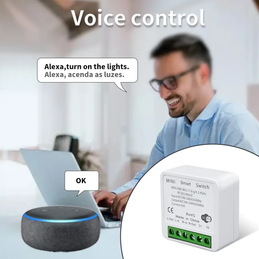 Tuya WiFi Switch Smart DIY Module Wireless RF433MHz 1/2/3Gang Wall Panel Switch Smart Life APP Works with Alexa Google Assistant