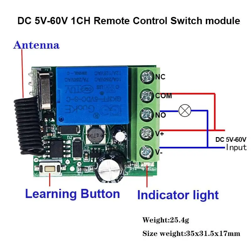 433Mhz Remote Control Wireless Switch DC 12V 1CH RF 10A Relay Receiver and 2CH Transmitter For Door Electromagnetic Lock