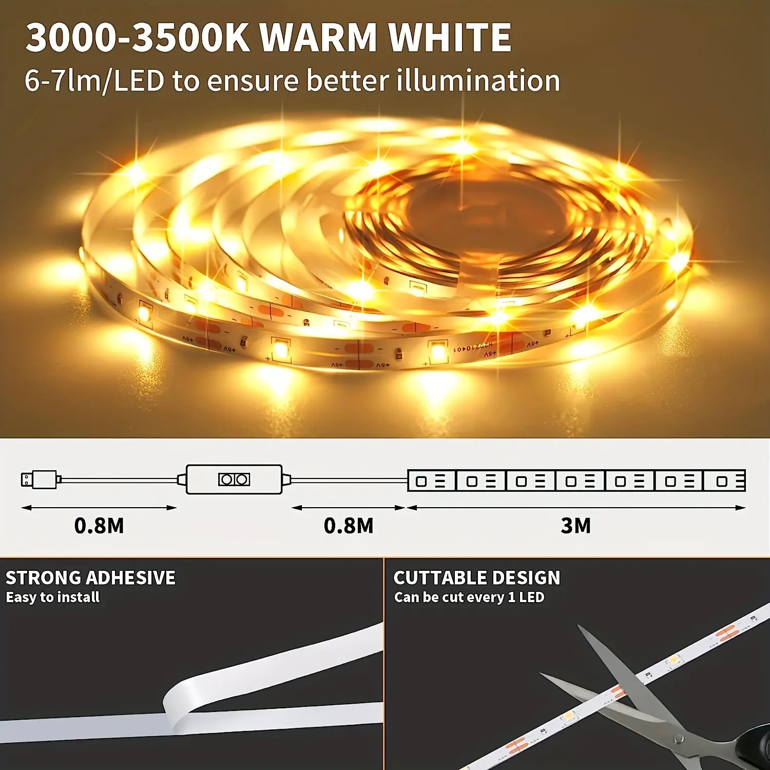 LED Strip Light Hand Sweep Waving Sensor DC 5V USB 2835 Backlight LED TV Kitchen Under Cabinet Lamp LED Light Strip Diode Lights