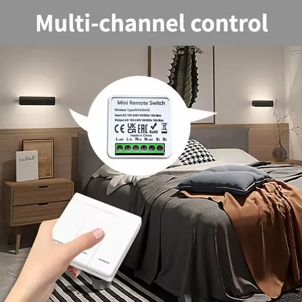 DIY Wireless Remote RF 433 MHz Smart Switch Mini Control Light Switches 16A Relay Receiver Automation Module for Home Led Lamp