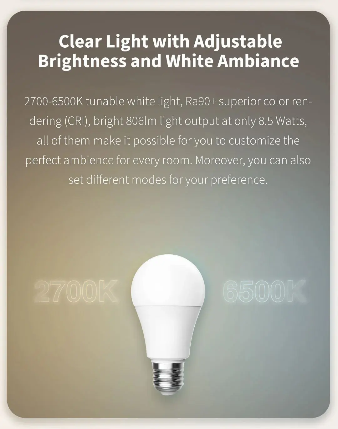 NEW Aqara Smart LED Bulb T1 Zigbee 3.0 E27 2700K-6500K 220-240V Smart Remote Bulb Light For Xiaomi Mi home HomeKit Smart Home