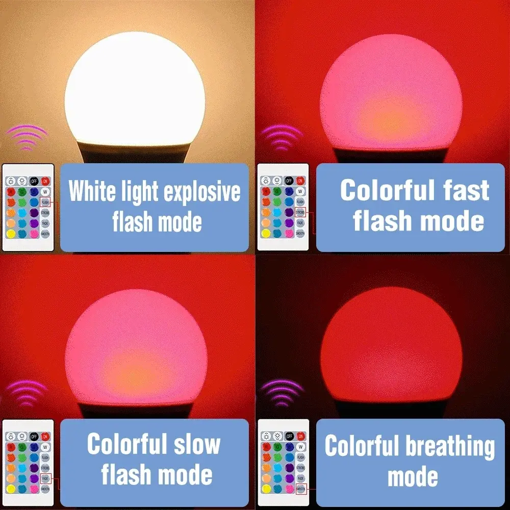 1PCS Smart Spotlight Bulb RGBW Infrared Remote Control LED Bulbs 6W 10W Color Light Dimming Suitable for Family Holiday Parties