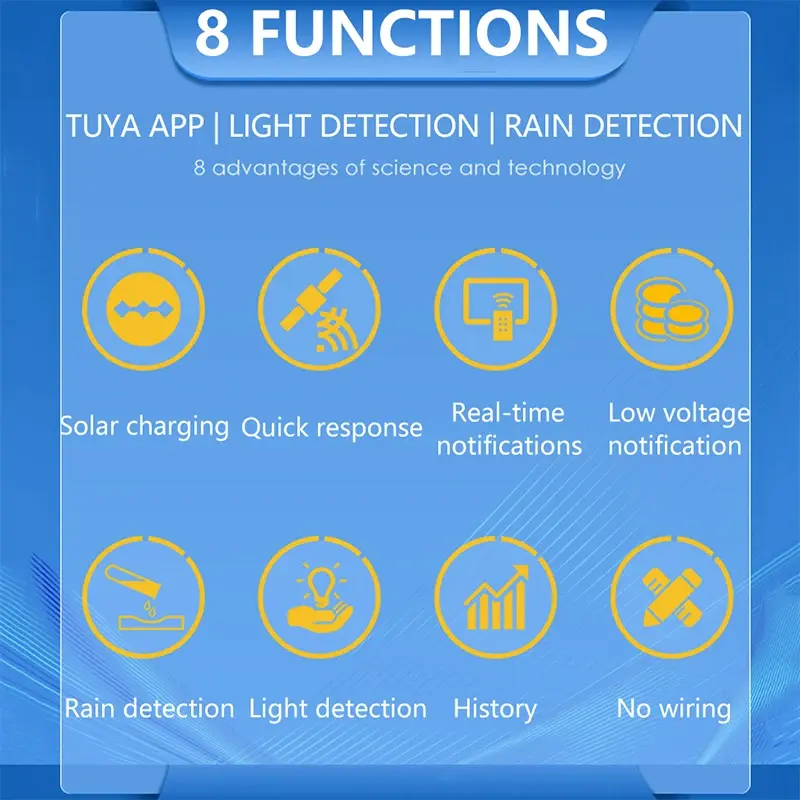 Tuya Smart Zigbee Rain Sensor With Light Detector Solar Operated IP66 Outdoor Waterproof Rain Detector Remote Control