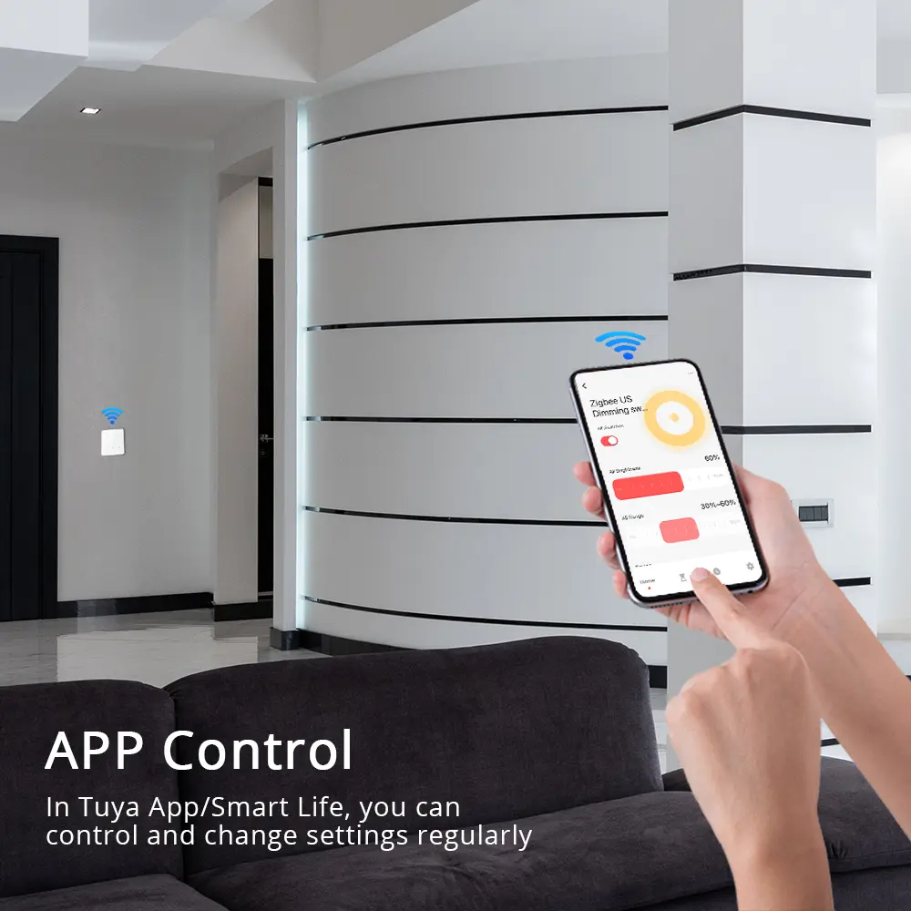 Yagusmart Zigbee 3 Gang Dimmer Light Switch Work with Tuya Smart Life Remote Control US EU Standard Switch Percentage Control