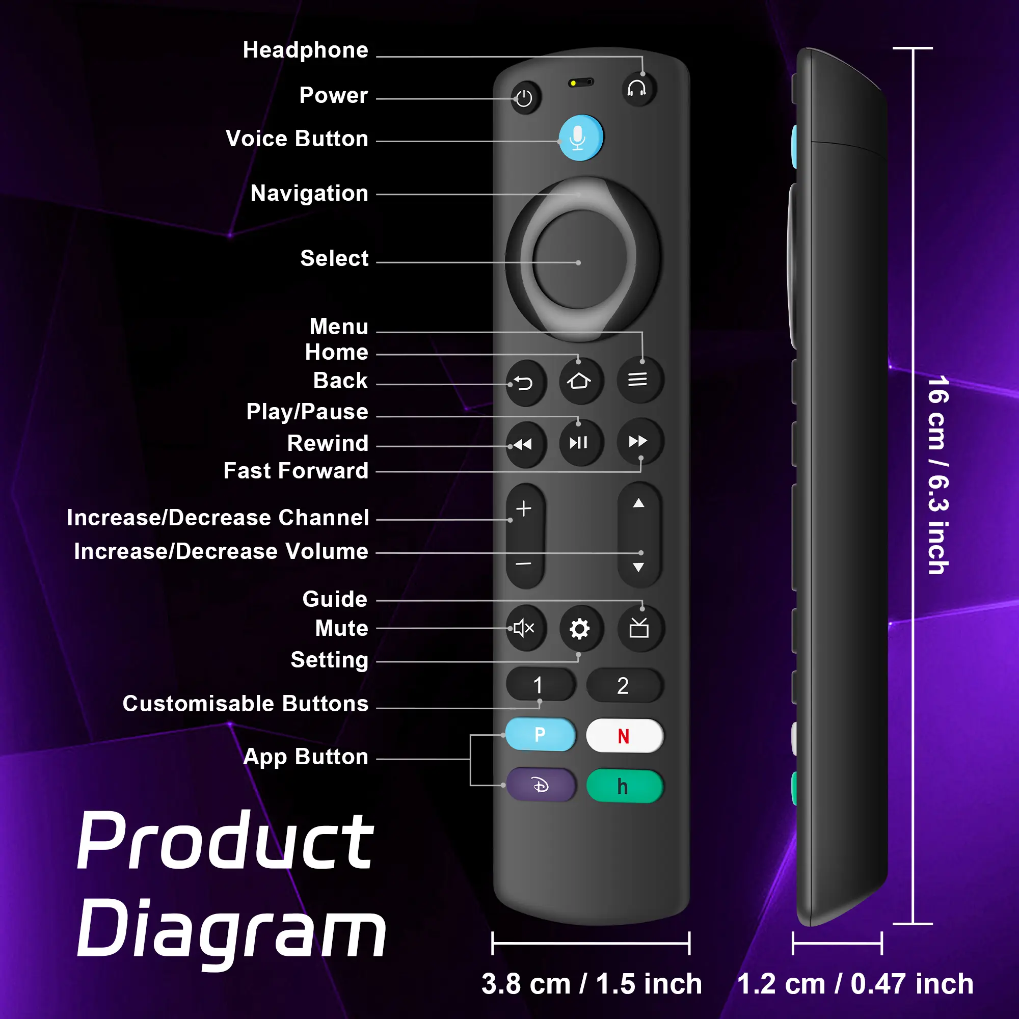Replacement Voice Remote Control Compatible with Fire TV Stick TV Cube Fire TV Stick Lite Replacement Smart Voice Remote