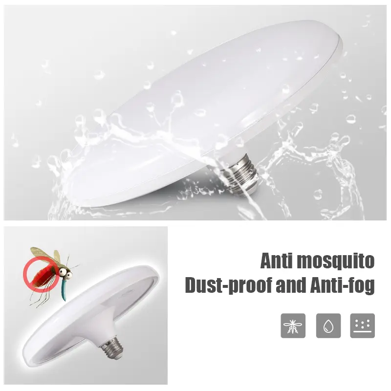 LED Bulb AC 220v E27 Base Household Energy Saving Lamp 15W Indoor Lighting Flying Saucer Light 6500k Ceiling Lamp Garage Light