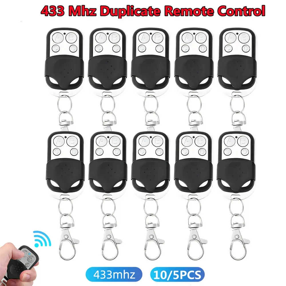 5/10PCS Duplicate Garage Door Remote Control 433MHZ Electric Garage Door Key Wireless Duplicate Remote Control Metal 4 Button