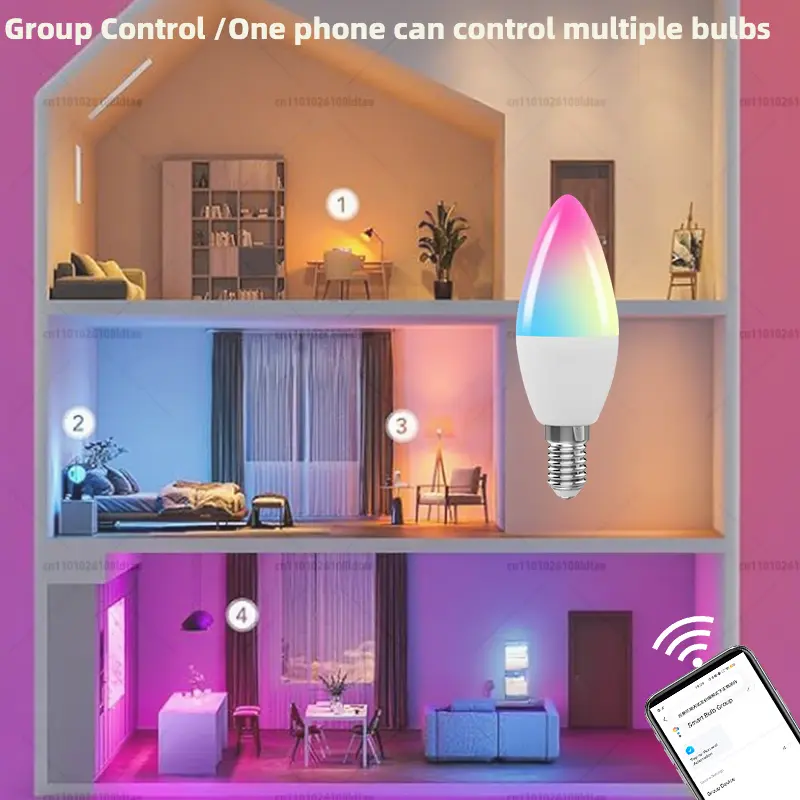 Tuya Candle Lamps APP Control Smart Bulb Bluetooth RGB 220V 110V LED Light Dimmable Smart Life Room Home Group Crystal Lamps