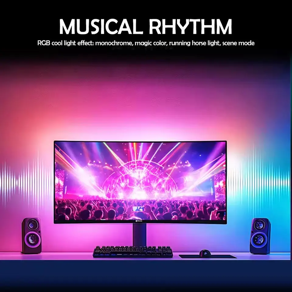 Smart LED Gaming Strip Light Computer Monitor Backlight Sync Strip Light RGB Light Bar Screen USB Gaming Bedroom Decor Lamp