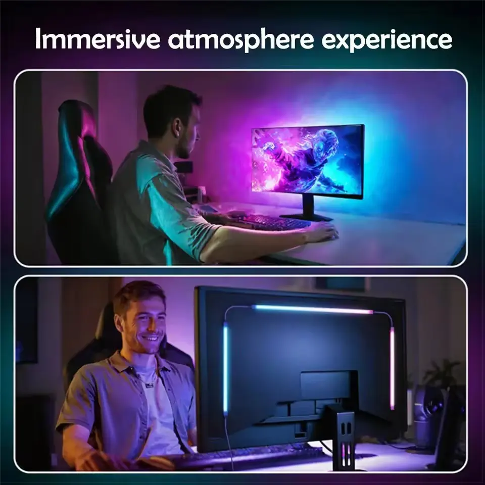 Smart LED Gaming Strip Light Computer Monitor Backlight Sync Strip Light RGB Light Bar Screen USB Gaming Bedroom Decor Lamp