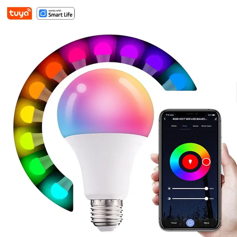Tuya Smart LED Bulb E27 APP Control Dimmable Light Bluetooth RGB Lamp 220V Bedroom Decoration Party Lighting Smart Life