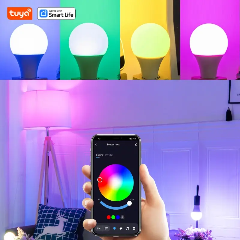 Tuya Smart LED Bulb E27 APP Control Dimmable Light Bluetooth RGB Lamp 220V Bedroom Decoration Party Lighting Smart Life