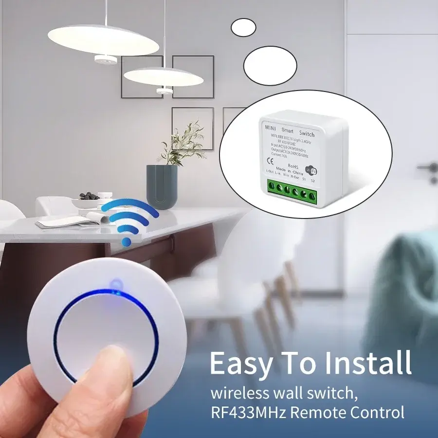 Tuya Smart Wifi Switch RF 433MHz Alexa Google Assistant Alice 16A Voice Remote Control Universal Mini Module for Led Lighting
