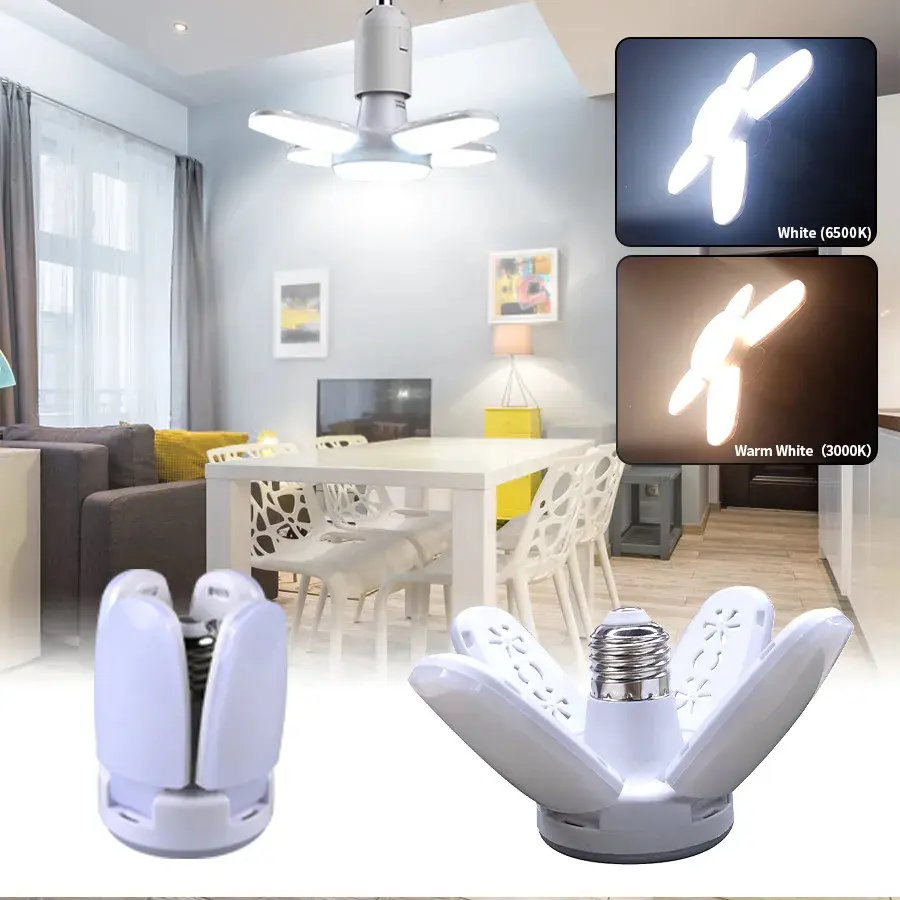 E27 Fan Shape LED Bulb AC85-265V 28W Foldable Led Light Bulb Lampada For Home Living Room Warehouse Garage Ceiling Light