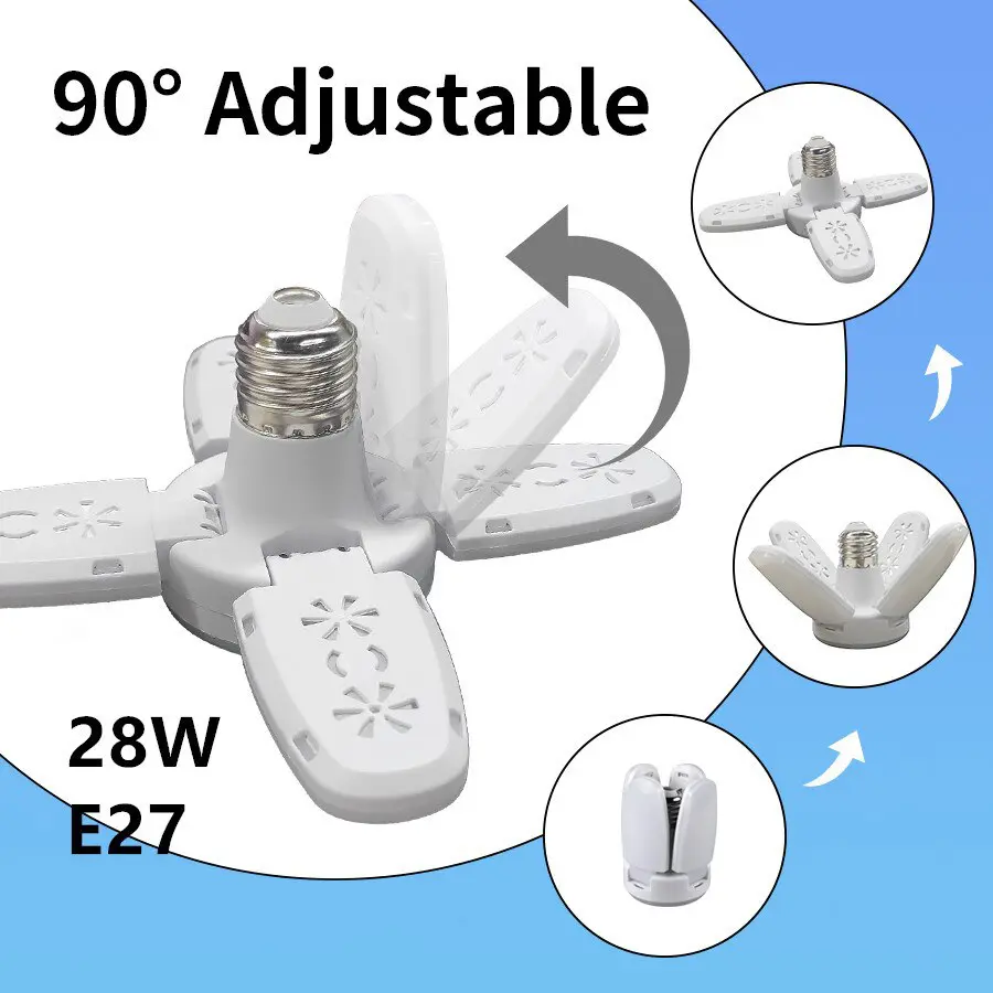 E27 Fan Shape LED Bulb AC85-265V 28W Foldable Led Light Bulb Lampada For Home Living Room Warehouse Garage Ceiling Light