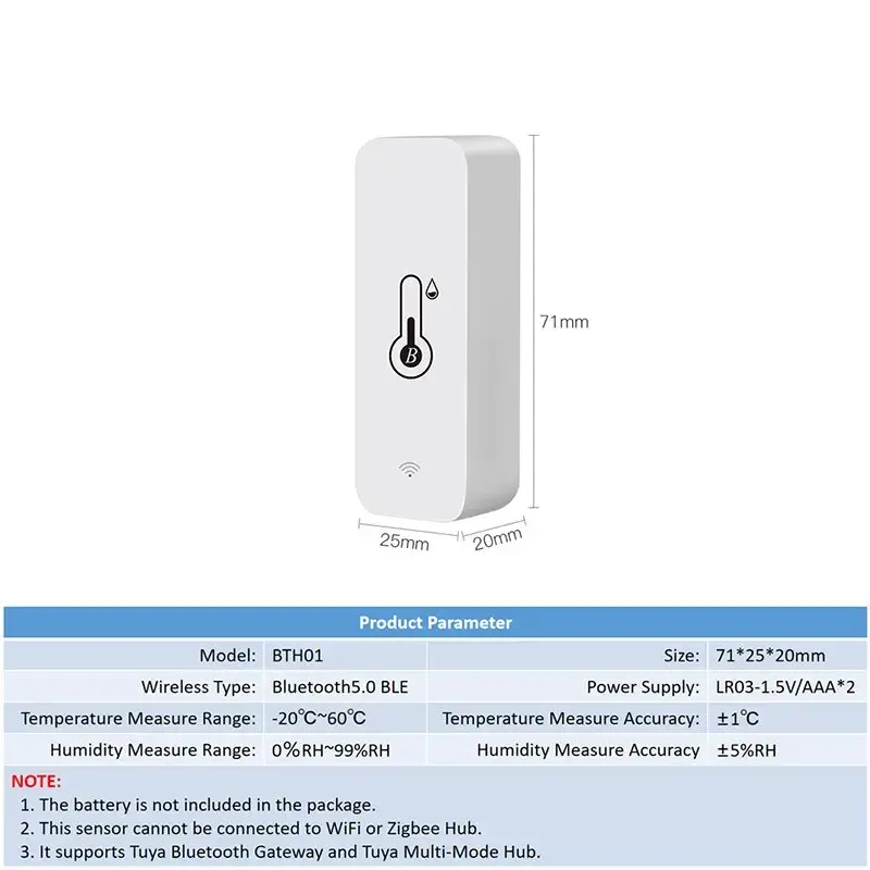 Tuya Smart Temperature Humidity Sensor Mini  New Upgrade Bluetooth-Compatible APP Remote Control Thermometer Hygrometer