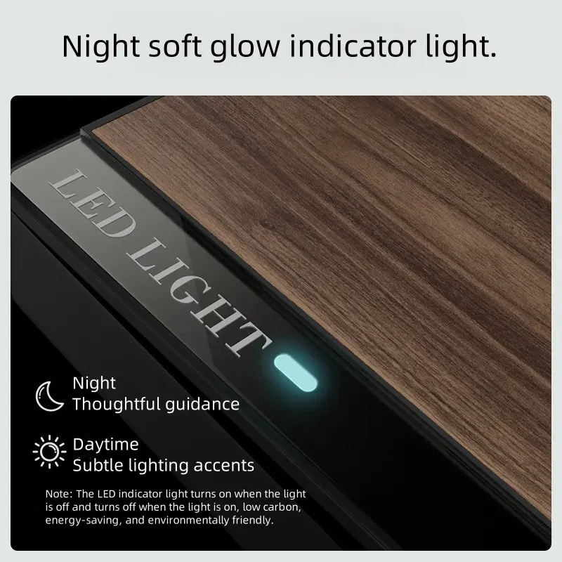 Button Switch Panel European Standard 86 Type Wood Grain Retro Minimalist Modern Style Night Led Indicator Light 1 2 3 4 Gang