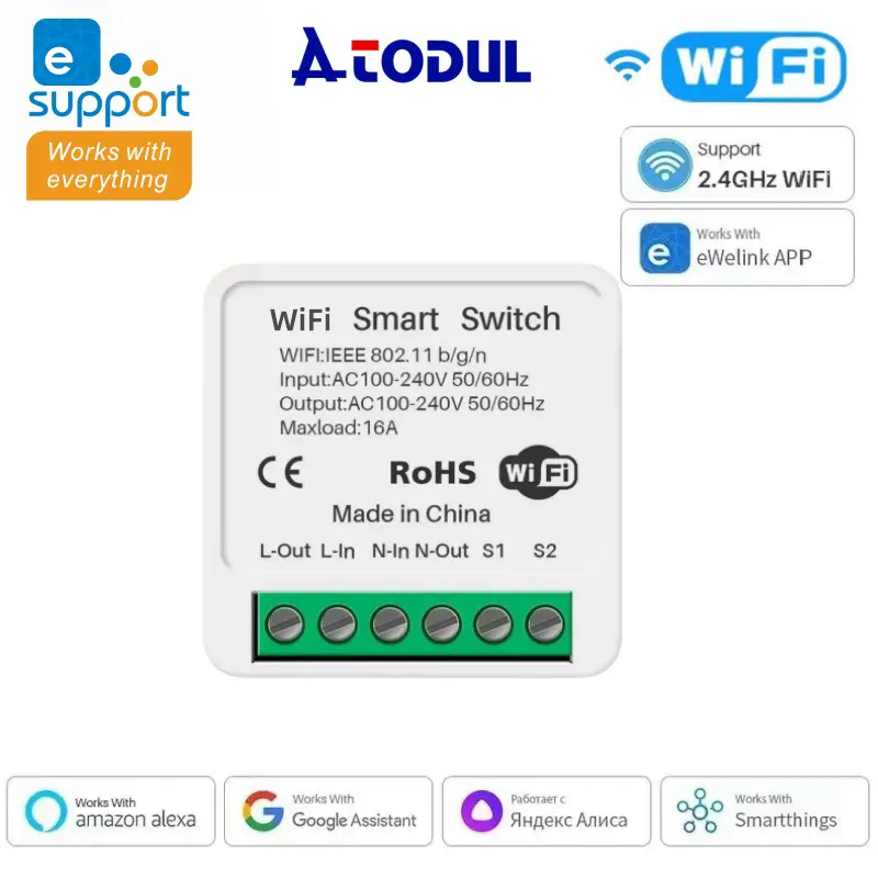 eWeLink 16A MINI Wifi Switch DIY 1-way Remote Control Timer Relay Automation For Smart Life Work With Alexa Google Home Alice
