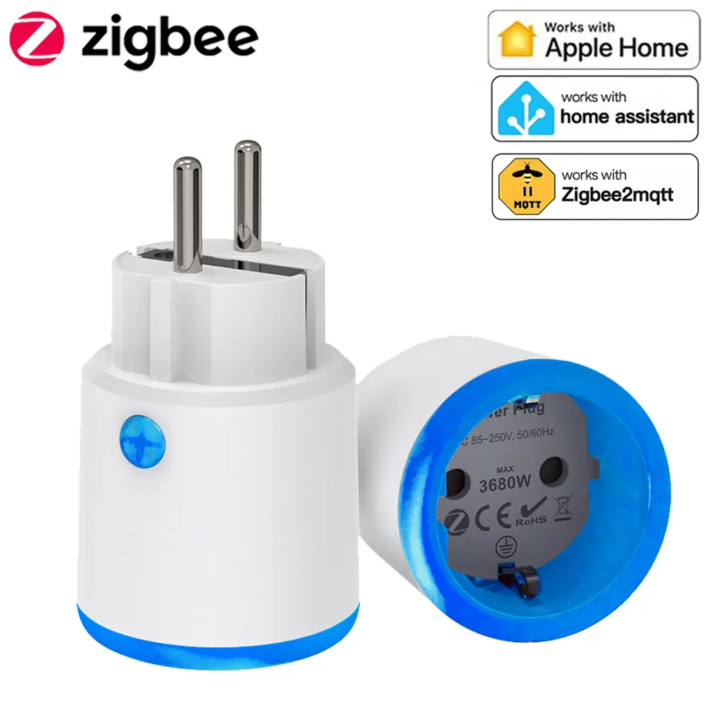 Smart Zigbee Plug Socket 3680W 16A Power Energy Monitoring Timer Switch EU Outlet Home Assistant Zigbee2mqtt