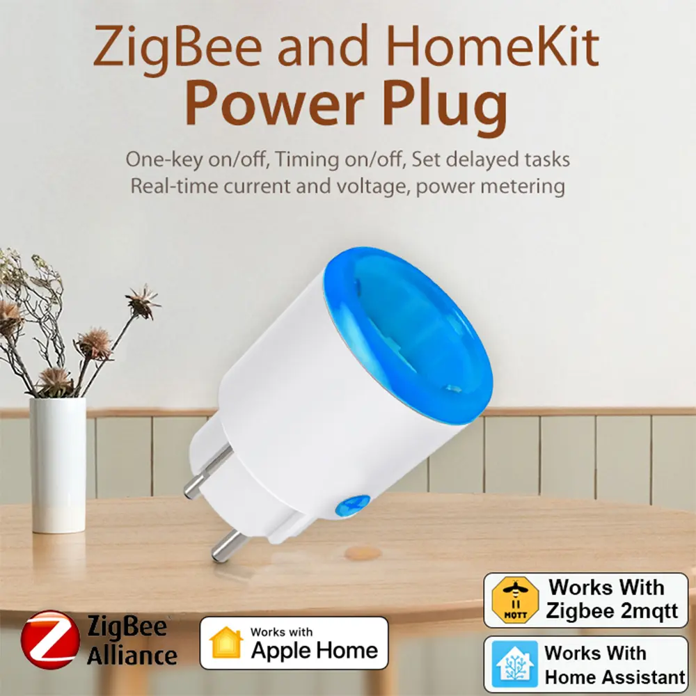 Smart Zigbee Plug Socket 3680W 16A Power Energy Monitoring Timer Switch EU Outlet Home Assistant Zigbee2mqtt
