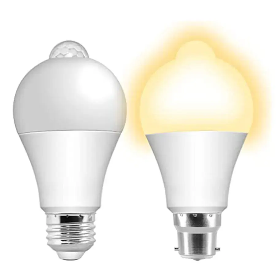 Smart Led Light Bulb PIR Motion Sensor E27 E26 B22 12W 85-265V Lamp for Porch Garage Stairs Hallway Dusk to Dawn Security Bulb