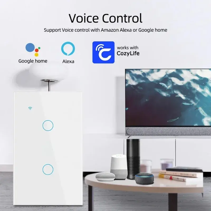 Tuya Smart Life Home House WiFi Wireless Remote Wall Switch Voice Control Touch Sensor LED Light Switches Alexa Google Home 220V