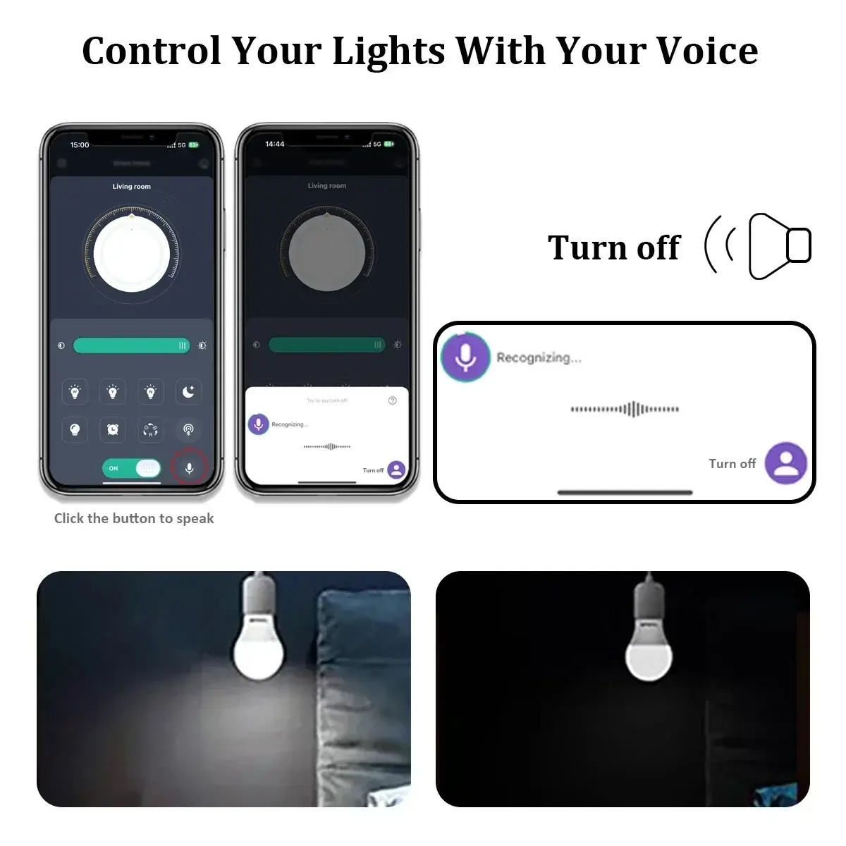 4-20PCS Dimmable LED Smart Light Bulb Lamps Bluetooth APP Voice E27 3000K 6500K Lighting 10W 220V for Bedroom Home Derec