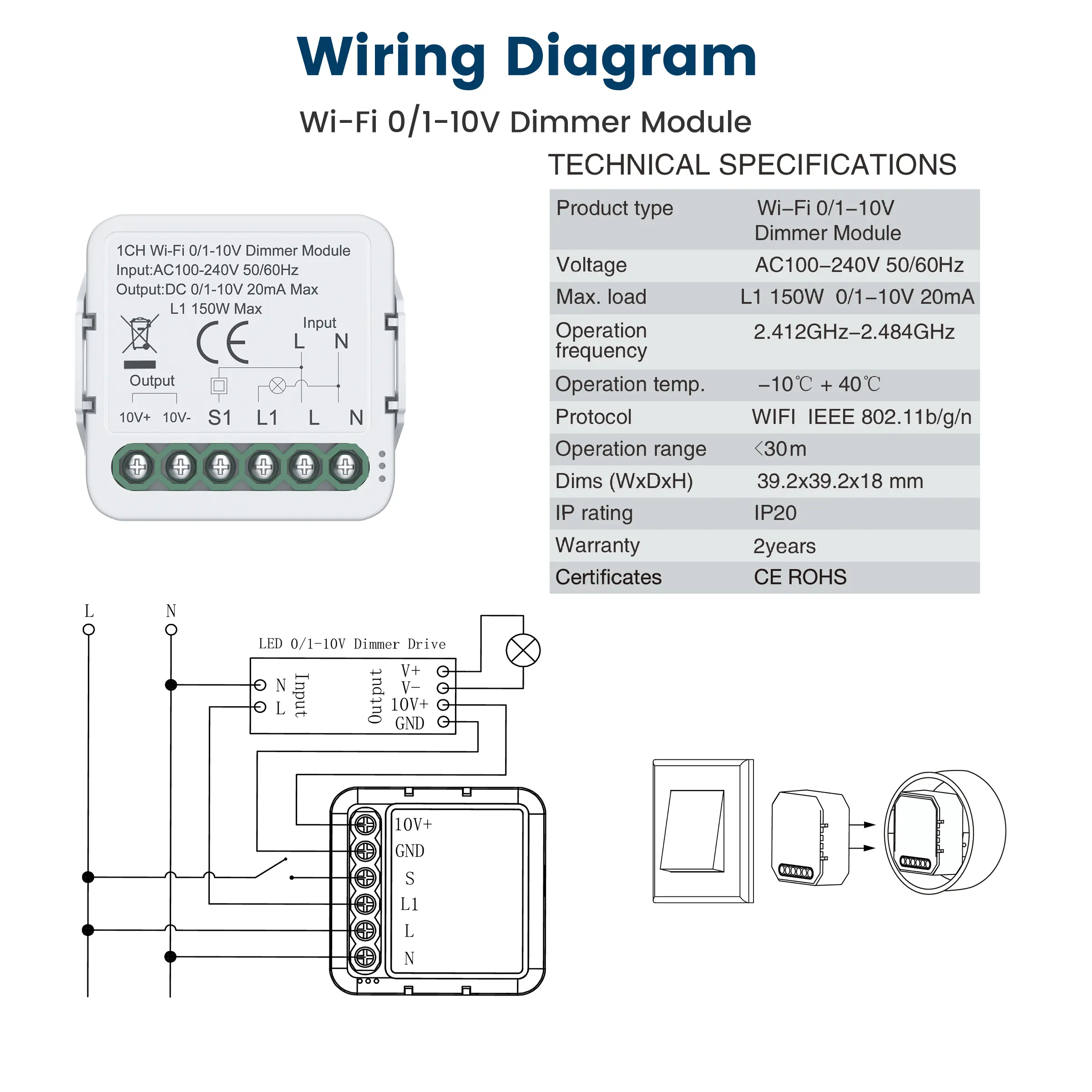 GIRIER Tuya ZigBee/WiFi Smart Dimmer Switch Module for DC0-10V Light Driver Universal DIY Breaker Relay Support Alexa Hey Google