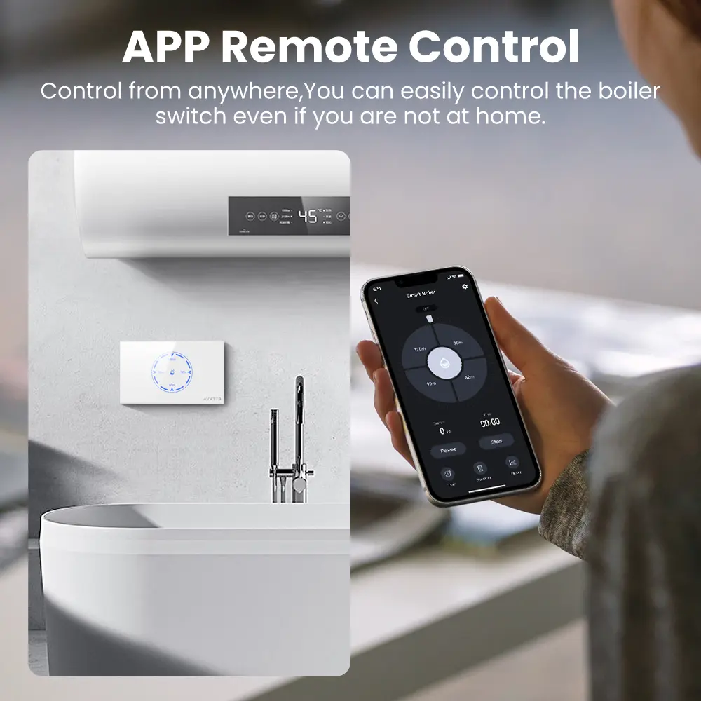 AVATTO Smart Touch Wall Boiler Water Heater Switch,Israel stand Smart Life APP Remote For Alexa Google Home